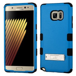 Funda Protector Triple Layer Uso Rudo Samsung Galaxy Note 7 Azul c/pie metalico